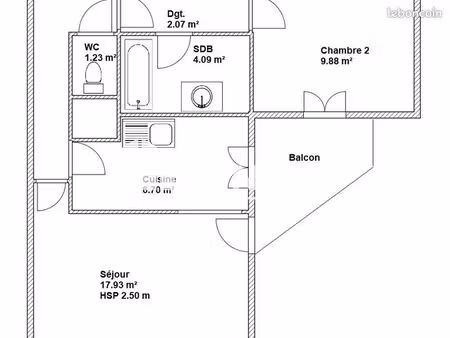 appartement 3 pièces 64 m²
