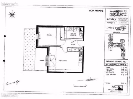 très bel appartement 2 pièces 45 m2 pour investissement