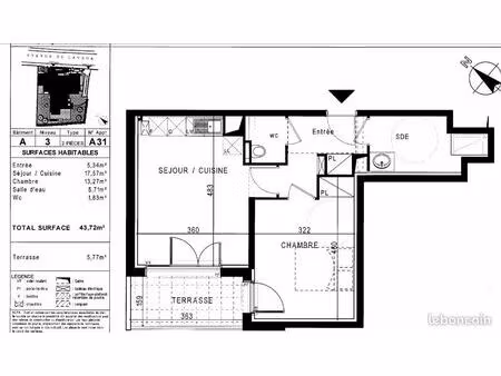 appartement 2 pièces 44m2