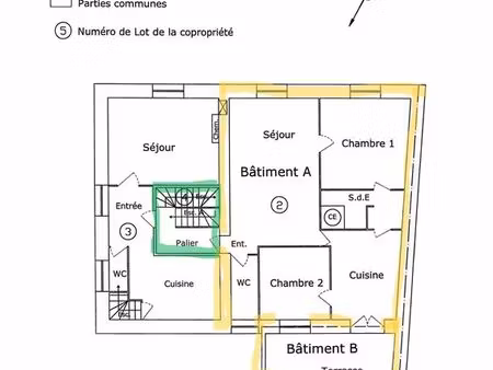 appartement grand 3 pièces de 67 m² avec terrasse