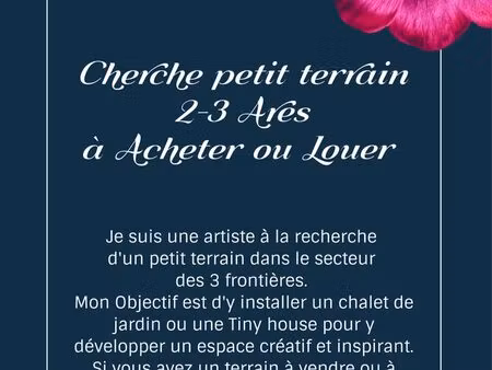 recherche petit terrain 2-3 ares à louer ou acheter