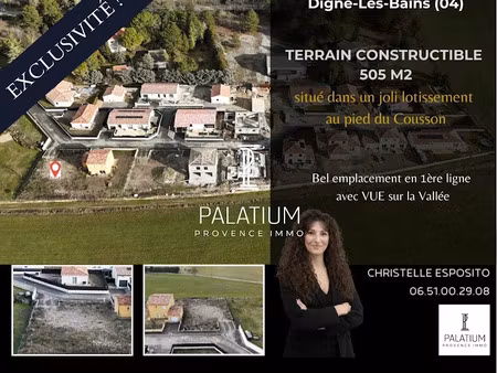 vente terrain à batir 505 m² à digne-les-bains (04000)  95 000 €