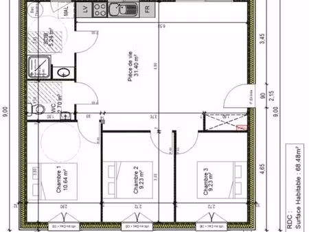 maison 4 pièces 68 m²
