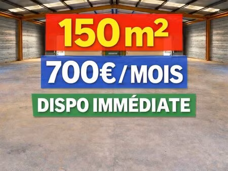 local 150m² – accès utilitaire – idéal artisan / stockage – disponible immédiatement