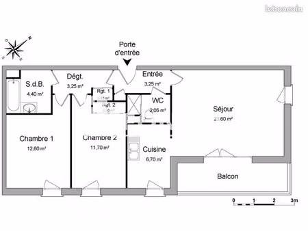 appartement 3 pièces 68 m²