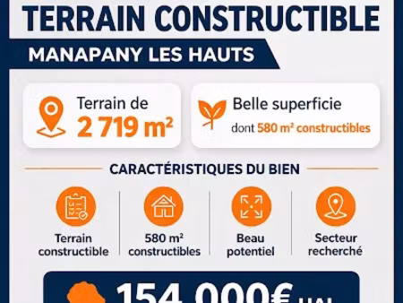 vente terrain 2719 m² à petite ile (97429)  154 000 €