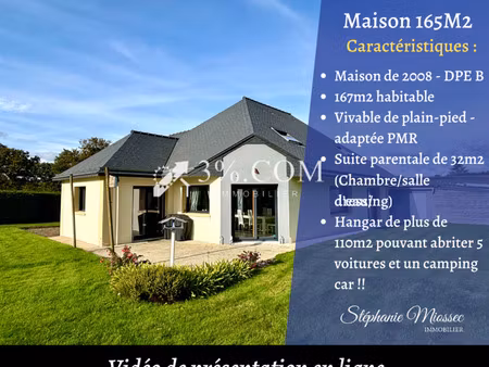 belle contemporaine de 165m2 adaptée pmr avec grand hangar fermé à voitures et camping-car