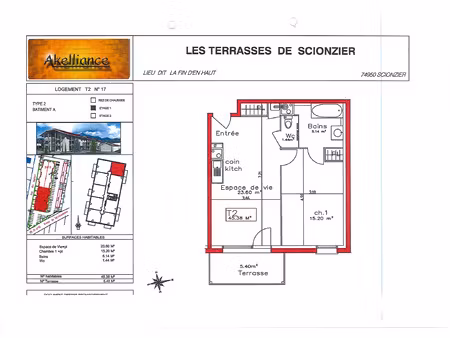 t2 scionzier - loi pinel - 45m2 - 579eur cc