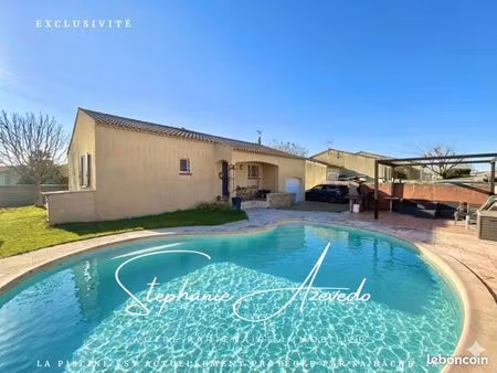vente | maison de plain-pied | 4p | 3ch | 89.76 m² | milhaud | terrasse · jardin · piscine