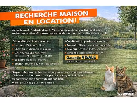 recherche maison en location - secteur magalas / pézenas