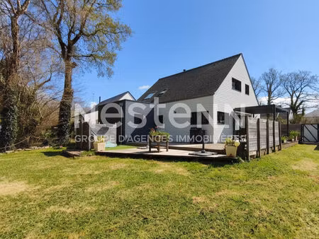 superbe maison en bois contemporaine - 138 m² - treffléan - grand jardin