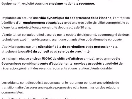 magasin spécialisé dans la vente et la réparation d’équipements de la maison - secteur man