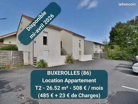 buxerolles 86180  appartement t2 à louer  1er étage  26.52 m²  parking