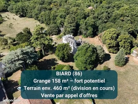 vente | grange | 158 m² | biard | jardin