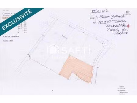 terrain constructible 1400m2 avec bâtiment