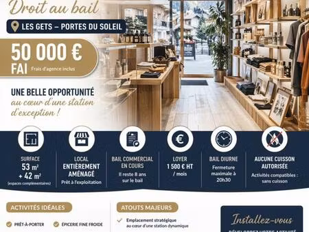 vente fonds de commerce produits régionaux à les gets
