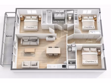 appartement à vendre montrabe 4 pièce(s) 84m2 338 000€
