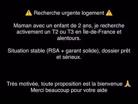 ⚠️ recherche logement urgente ⚠️