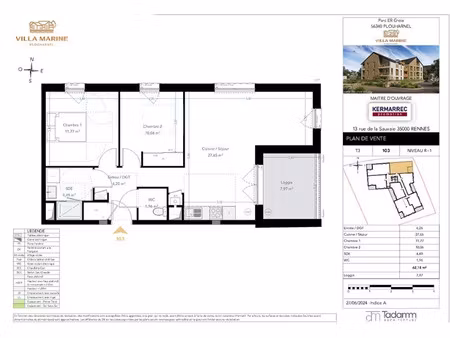 vente appartement 3 pièces 62.18 m² à plouharnel (56340)  320 000 €