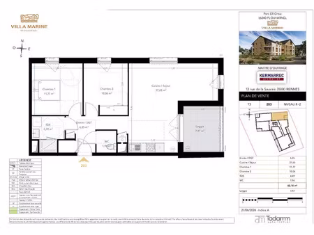 vente appartement 3 pièces 62.18 m² à plouharnel (56340)  327 000 €
