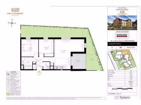 vente appartement 3 pièces 62.2 m² à plouharnel (56340)  306 000 €