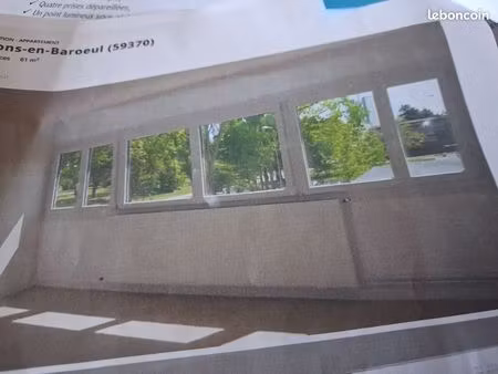 appt type 3 à louer mons en baroeul