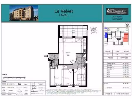 location appartement 4 pièces à laval avesnières (53000) : à louer 4 pièces / 84m² laval a