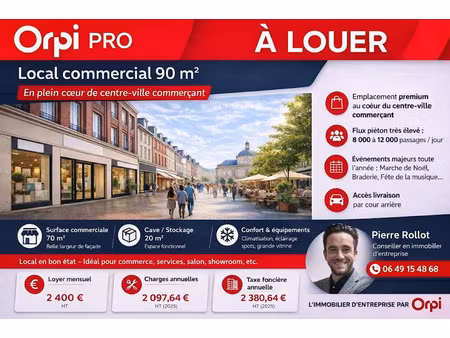location locaux professionnels 77 m² à amiens (80000)  2 401 €