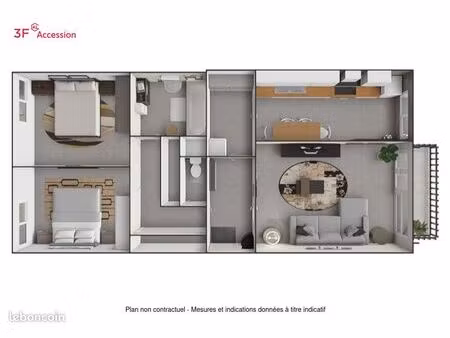 appartement 3 pièces 70 m²
