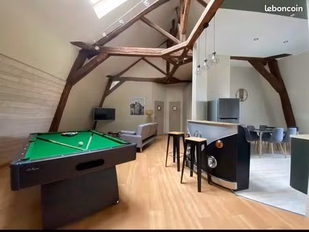 superbe t3 meublé 90 m² – esprit loft – charges comprises – centre auxerre