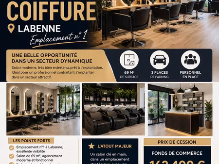 fonds de commerce à vendre labenne 3 pièce(s) 69m2 162 400€