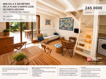 mini villa à 300 mètres de la plage à sainte lucie de porto vecchio 20144 - corse du sud -