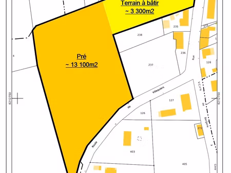 terrain 1 6 hectares dont 3300m2 à bâtir