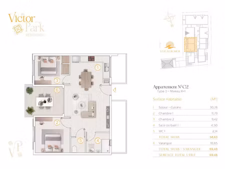 vente appartement 3 pièces 58.63 m² à saint pierre (97410)  342 000 €