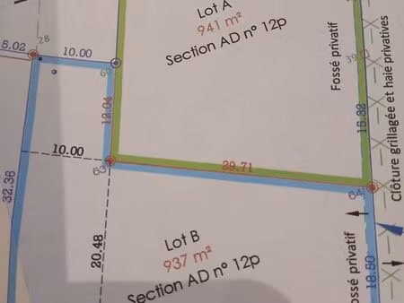 terrain constructible de 941m2