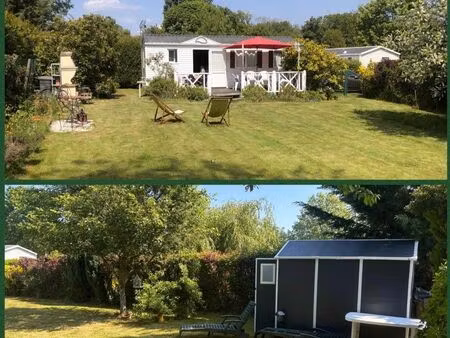 mobil home  grand terrain  dans village vacances avec piscine