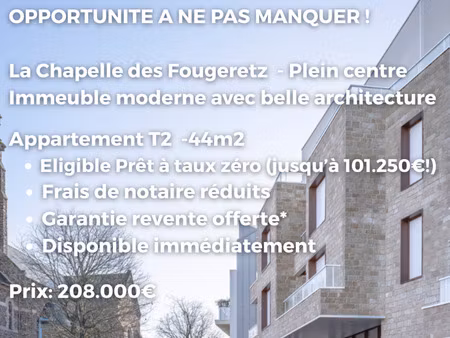 thorigne fouillard - plein centre - t2 avec balcon et parking