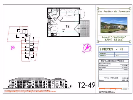 à vendre t2 38m² avec terrasse et parking en residence au luc