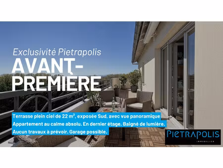 décines - t2 de 54 m2 - terrasse avec vue panoramique sur lyon 