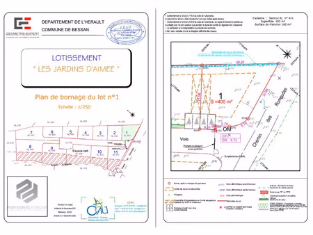 vente terrain 405 m² bessan (34550)