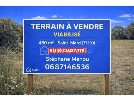 terrain à bâtir – 483 m² – saint-mard (77230) – exclusivité