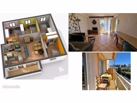 sans frais d'agence: appartement 5p meublé  lyon 5- ste foy