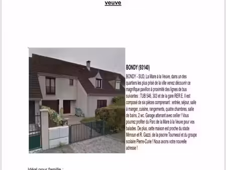 maison à louer quartier prisé 10 minutes de paris