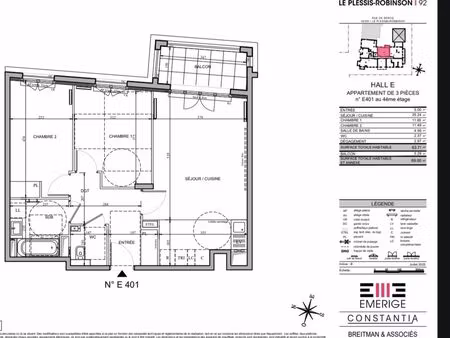 appartement t3 de 64m2 loué meublé neuf