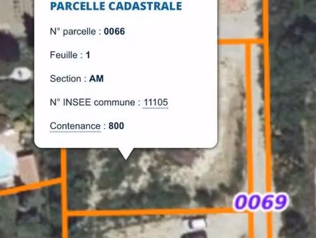 terrain à vendre – 800 m² – cournanel (à 2 min de limoux)