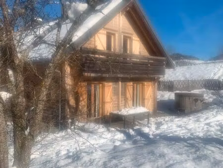 chalet madrier bois vue imprenable sur les pistes avec terrasse et bain norvégien