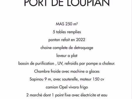 vend mas ostréicole sur étang de thau