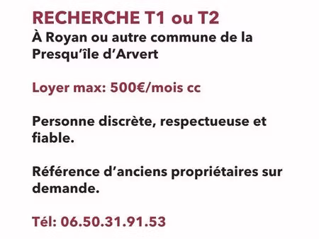 recherche t1bis/t2 - personne sérieuse