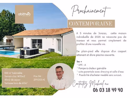 maison contemporaine de plain-pied de 2023 | 3 chambres | pi