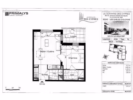 appartement 2 pièces 42 m²